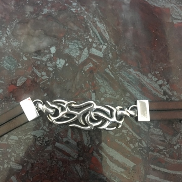 Michelle's Silver and Leather Tattoo Bracelet - Picture 2 of 2